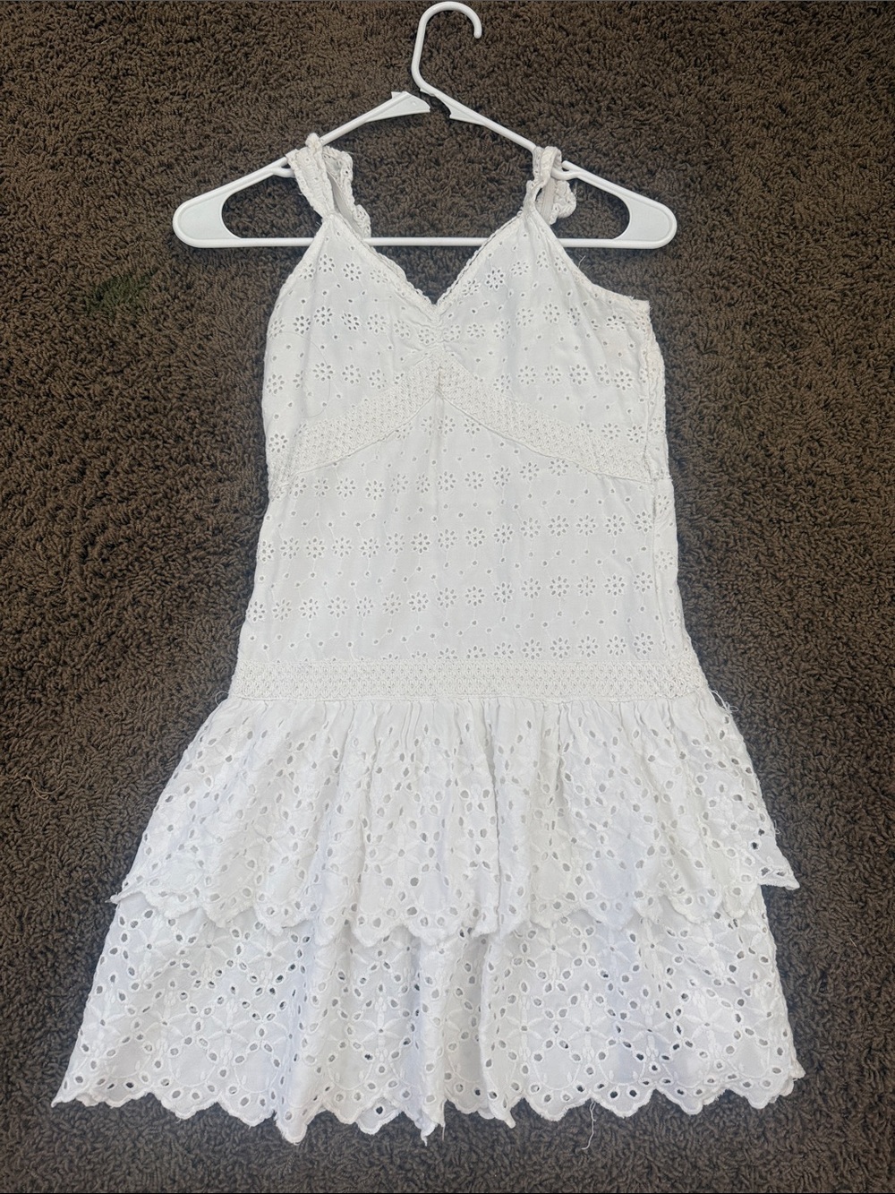 White Eyelet Tie-Strap Sundress - Unbranded